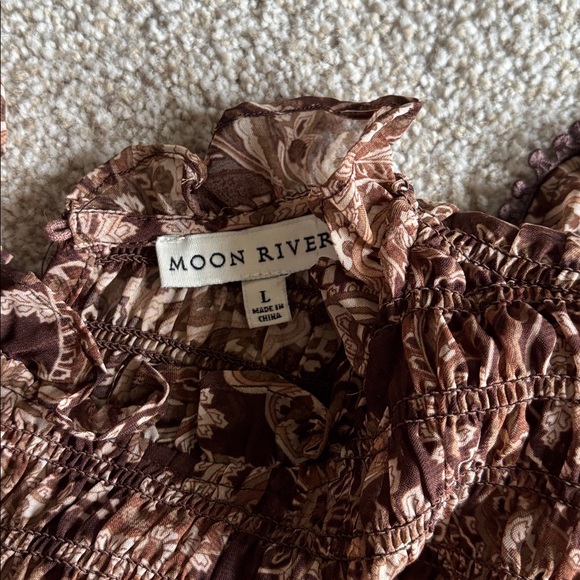 Moon River Beautiful Frills Copper Brown Midi Dress - Picture 2 of 4